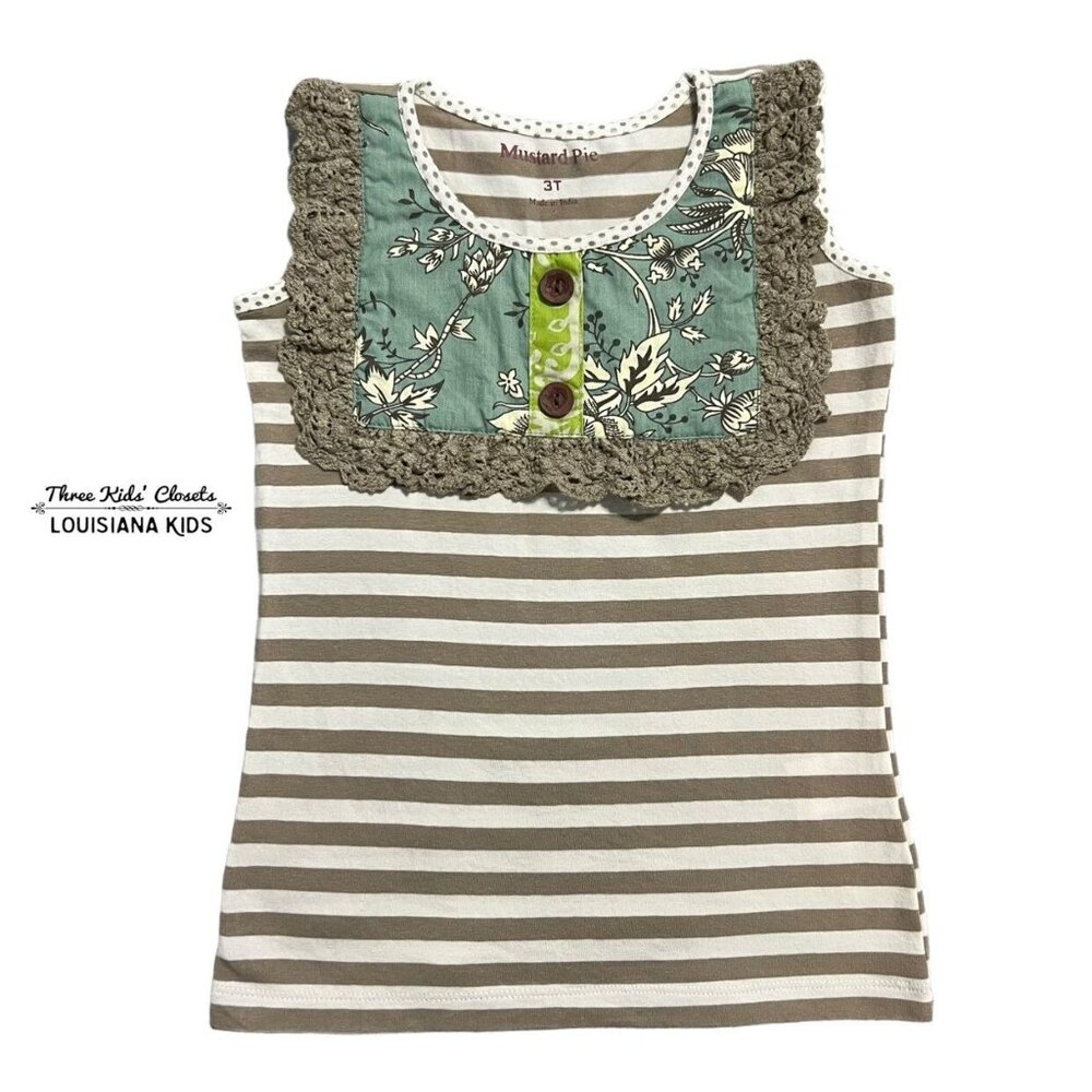 Mustard Pie 3T Striped Ruffle Tank Top